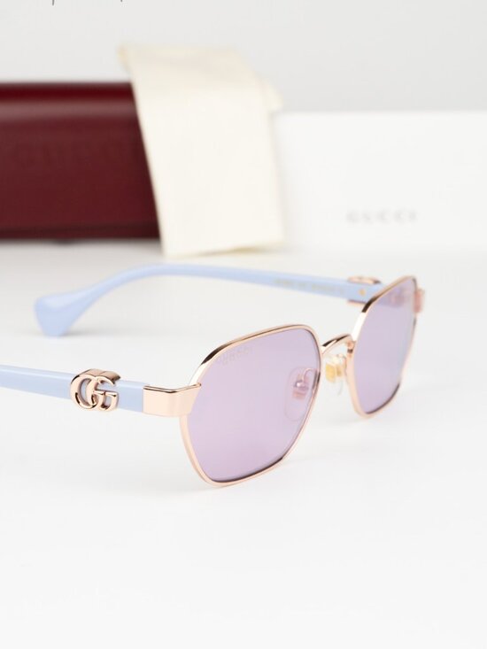 Gucci Women Sunglasses Rose Gold Lilac Oval GG1593S 004 NEW AUTHENTIC main image 4